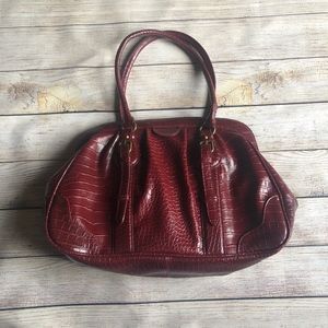 Worthington Red Faux Crocodile Satchel Handbag